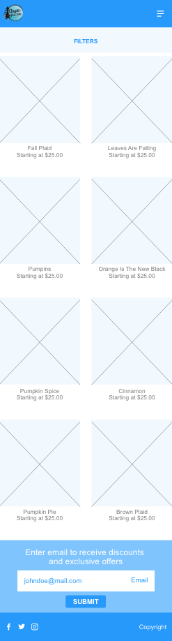 Mobile medium fidelity wireframe of product page